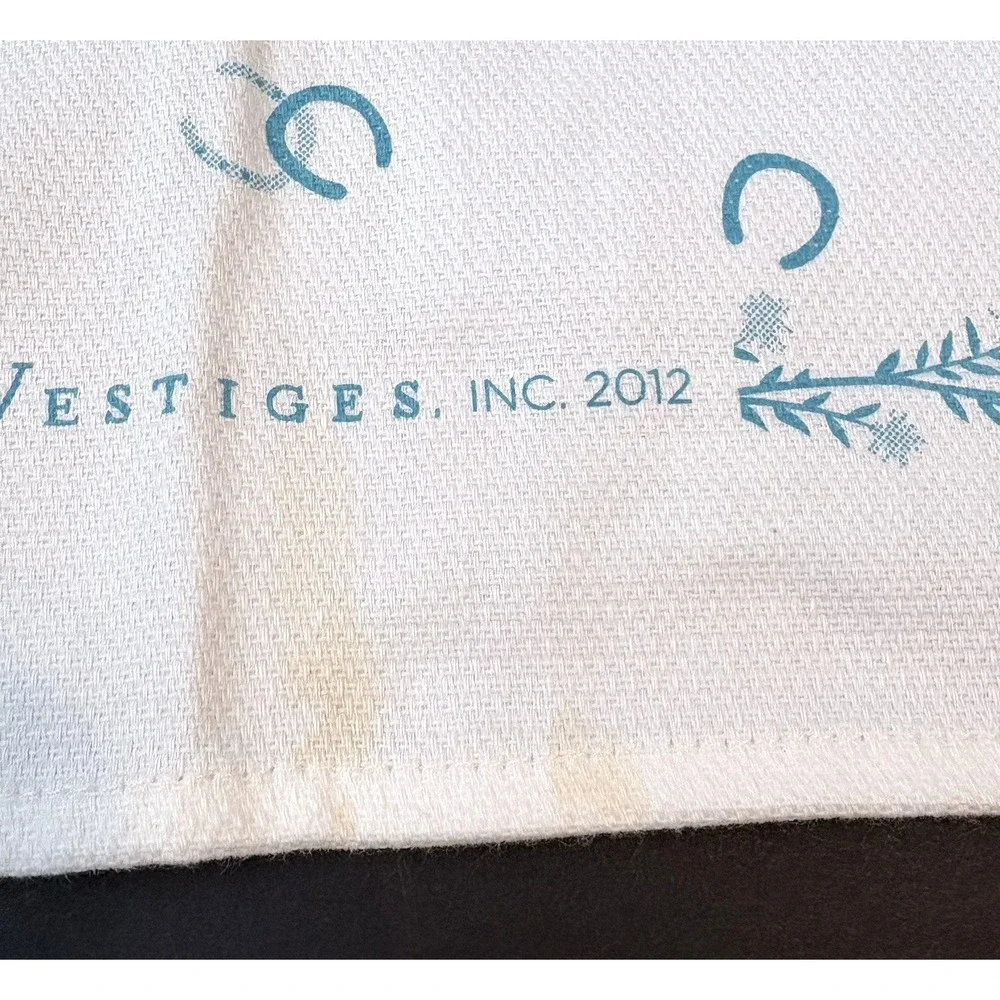 Vestiges Kentucky KY Kitchen Tea Kitchen Towel Teal White 100% Cotton Mint Julep